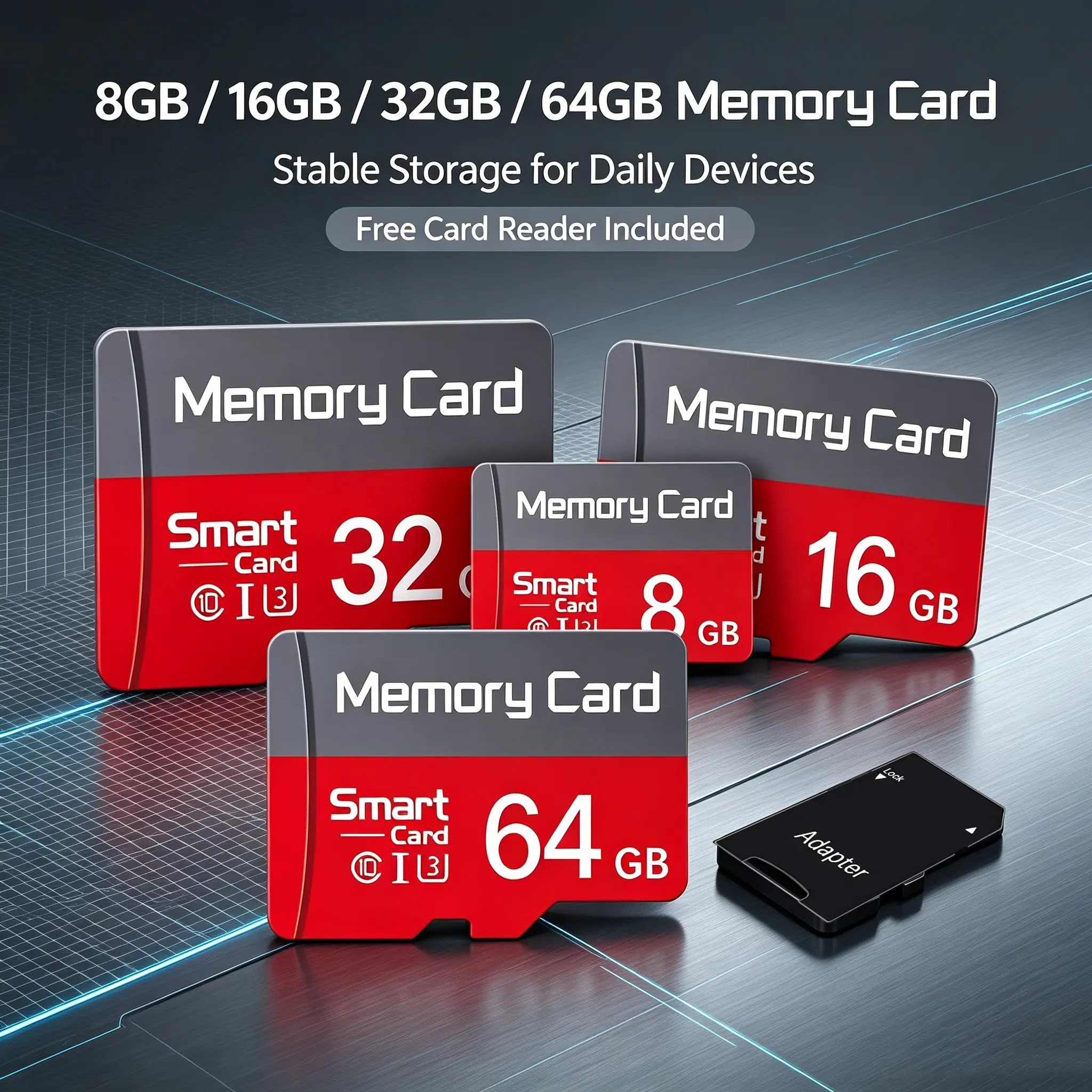 micro sd card Class 10 TF Card with SD Adapter, sd card sd memory card, multi‑size memory card 8GB 16GB 32GB 64GB for driving recorder, home security cam and handheld multimedia playback gear