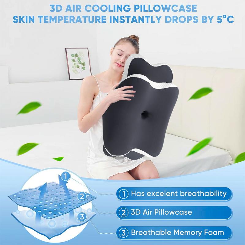 Memory Cotton Neck Pillow, Soft Ergonomic Support for Side Sleepers and Back Sleepers, Comfortable Sleeping Pillow for Better Sleep