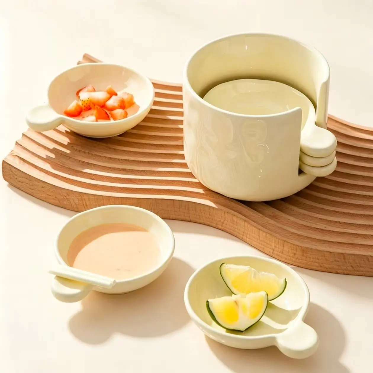 New Home Ceramic Dip Dishes Set, High-End Storage Dishware, Small Side Dishes, Soy Sauce Dishes, Vinegar Dishes, Simple Design