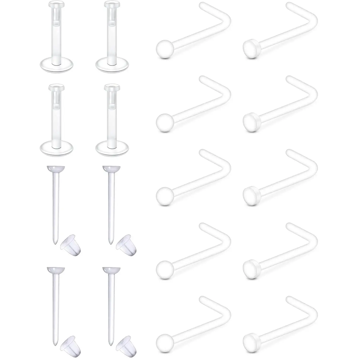 Clear Nose Studs Clear Nose Rings for Work Clear Nose  Plastics Nose Retainer for  Nose Ring Spacers Nose Rings Retainer Septum Retainer Clear Lip Rings Plastic Earrings Studs