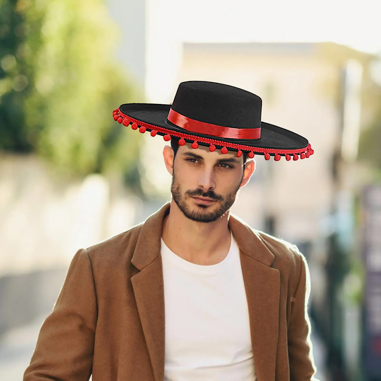 Mexican Sombrero Dress Up America Sombrero Hat for Adults Wide Brim Cosplay Costume Large Flamenco Outfit Accessories for Men