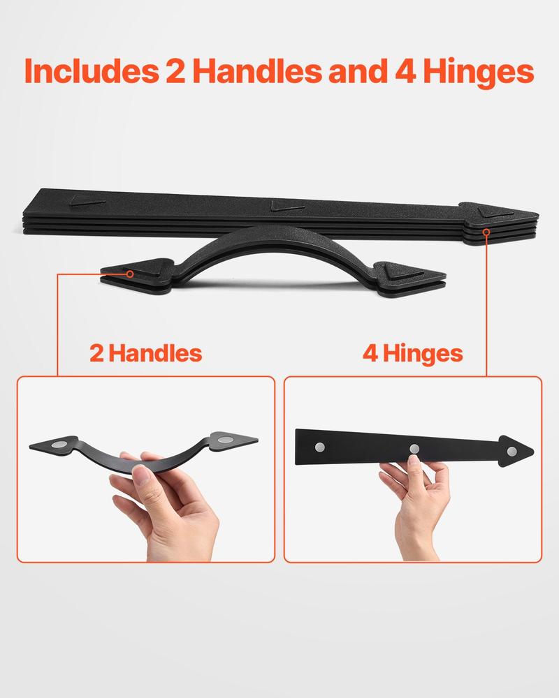 VEVOR Magnetic Garage Door Hardware Kit, Decorative Garage Door Hinges Handles, Black Carriage House Accents, No Installation Needed, 4 Hinges and 2 Handles for Barn Gate Curb Appeal