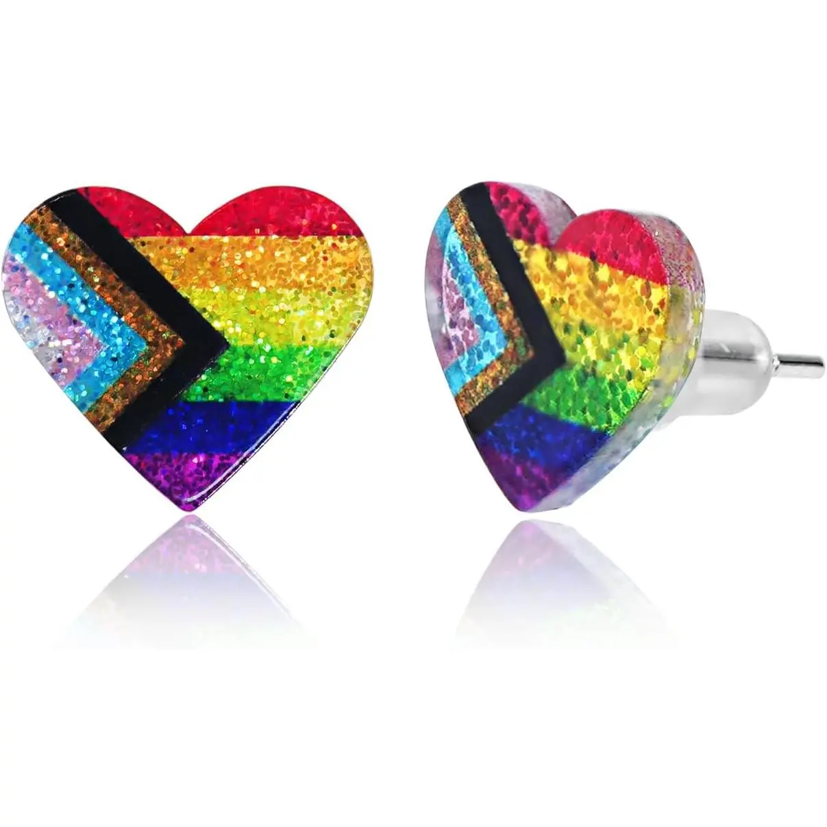 LGBTQ+ Rainbow Heart Pride Earrings for Women Men  LGBT Progress Flag Heart Earrings Bisexual Trans Nonbinary Lesbian Pansexual Rainbow Pride  Accessories