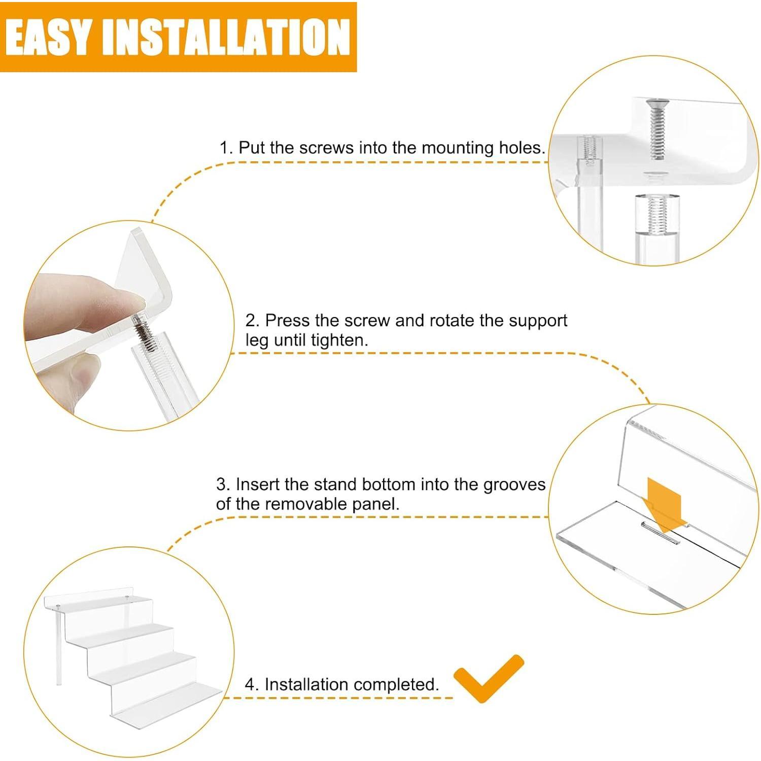 4 Tier 9"  Riser Display Shelf - 2 Sets Clear Organizer for Perfume,  POP, Decoration and Collection Stand