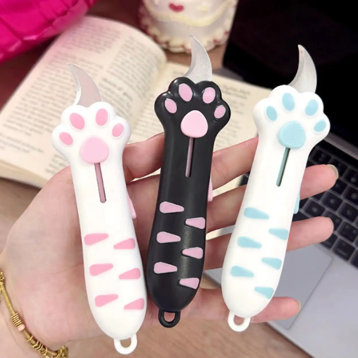 Cute Cat Paw Letter Opener, Portable Mini Unboxing Tool, Stylish Cat Shaped Multi-Purpose Parcel Cutter, Practical Accessory For Home, Office And Dorm Daily Package Opening Tasks