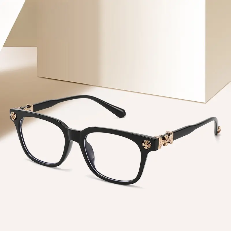 Retro Hong Kong Style Men Plastic Square Round Full Frame Fashion Glasses, Casual Daily Decorative Eyewear, Classic Elegant Design