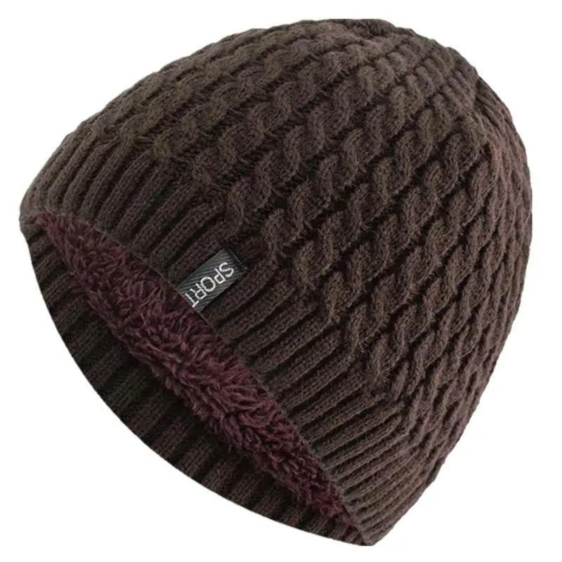 Hot Sale Unisex Casual Winter Hat SPORT Label Twisted Pattern Knitted Hat Winter Cozy Soft Beanie Hats