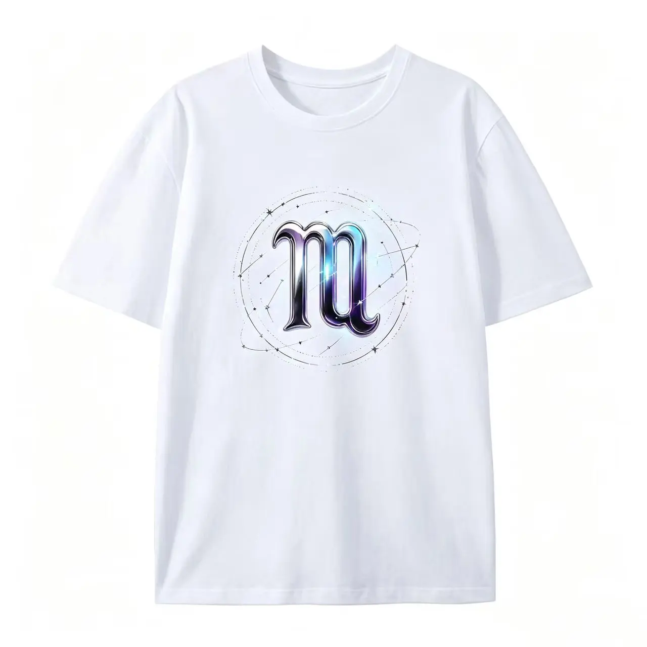 Scorpio Zodiac Symbol Starry Constellation Graphic Oversized Pure Cotton T-Shirt, Astrology Casual Comfort Fashion Outfit Tee, Perfect Valentine's Day Birthday Gift For Scorpio Men Women, Ideal Holiday Present For Astrology Fans Friends Relaxed Short Slee