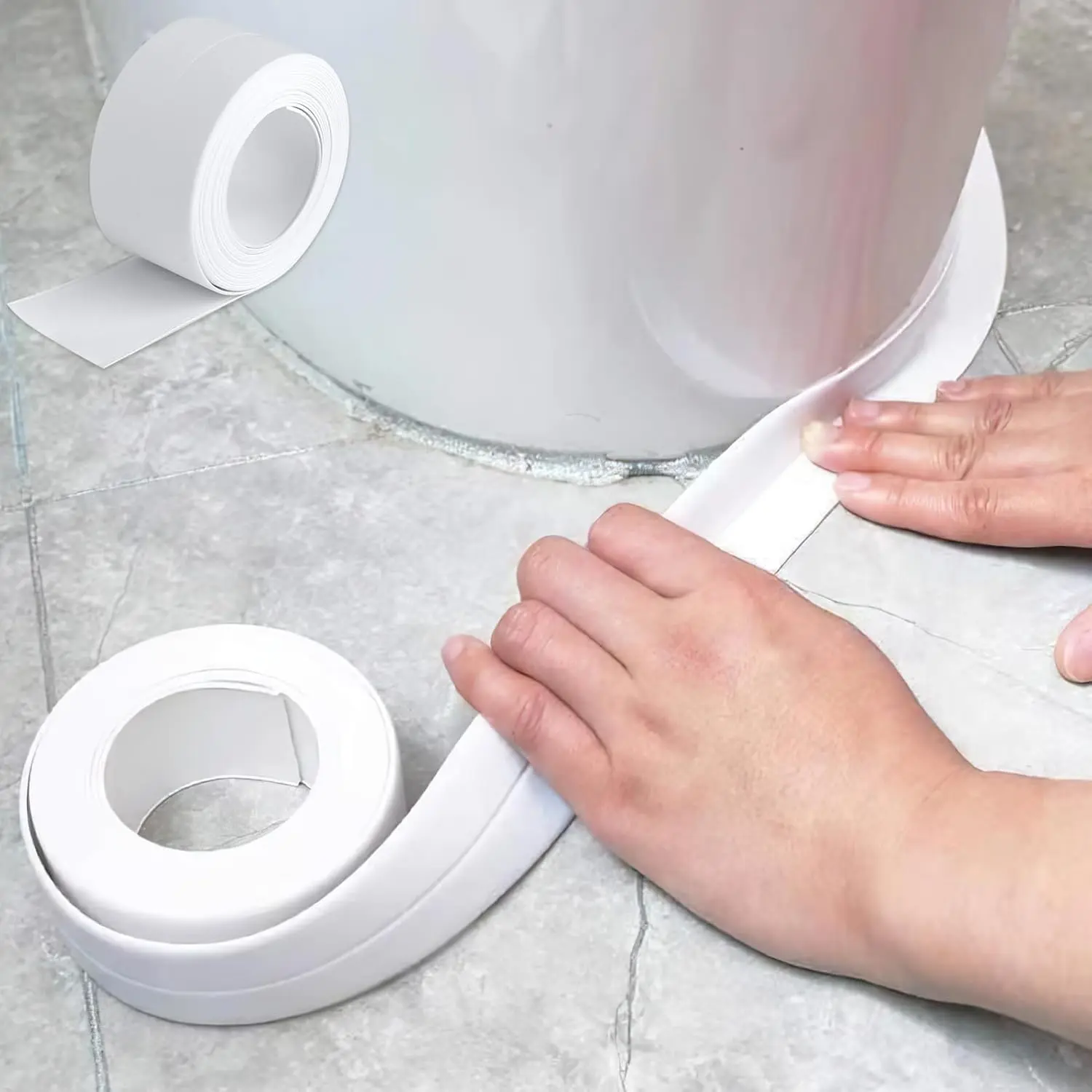 PVC+Acrylic Self-Adhesive White Waterproof Caulk Tape (38mm x 3.2m) for Tile, Glass, Toilet Edges & Seal Joints, Easy Application, Durable Home Bathroom Supply