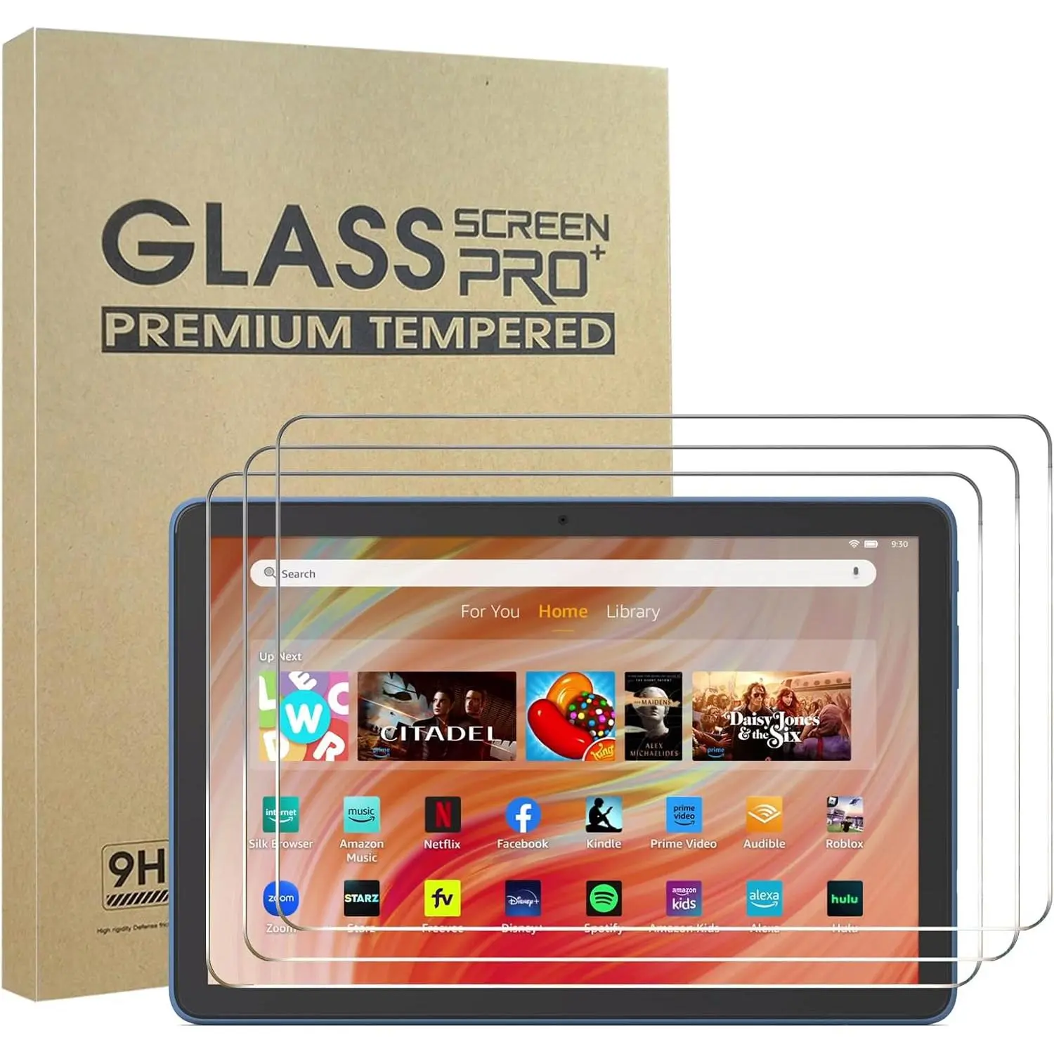 [3-Pack] - Kindle Fire  10 2023/2021/10  Pro/10 Plus (2023/2021 Release) Screen Protector, Anti-Scratch Anti-Fingerprint 9H Hardness Bubble-Free Tempered Glass