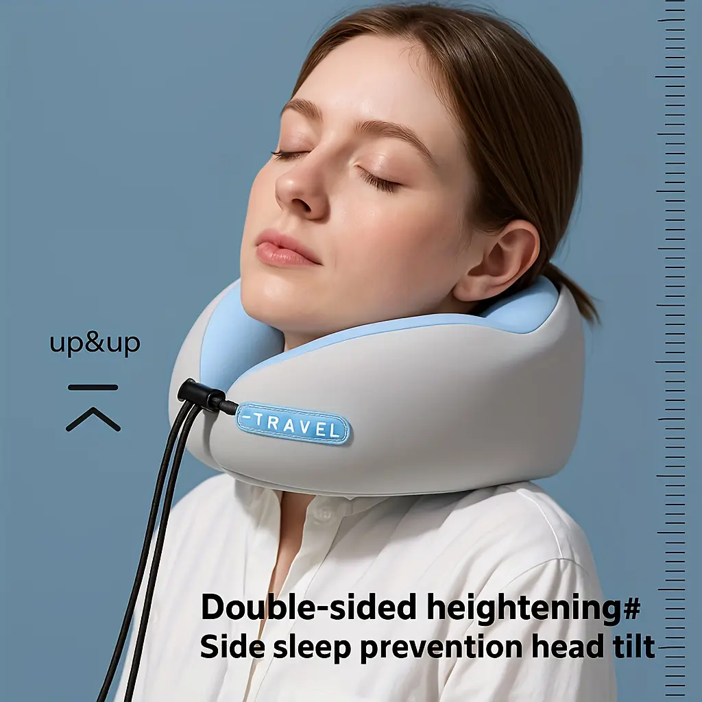 Portable Neck Pillow for Travel and Home Use - Ergonomic Memory Foam Neck Cushion, Compact and Lightweight Design, Easy to Store, Comfortable Rest and Posture, Suitable for Office, Car, Airplane, Train, and Long Flights, Essential Travel Gift Idea