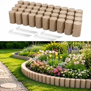 VEVOR Faux Wood Landscape Edging, 13.7 ft Kit, No Dig Garden Edging Border, Blocks for Lawn, Flower Beds, Pathways, Yards, 4 Pack Each Section Has 10 Logs 41.14"Lx 3.74"Wx 7.48"H, 32 Spikes, Beige