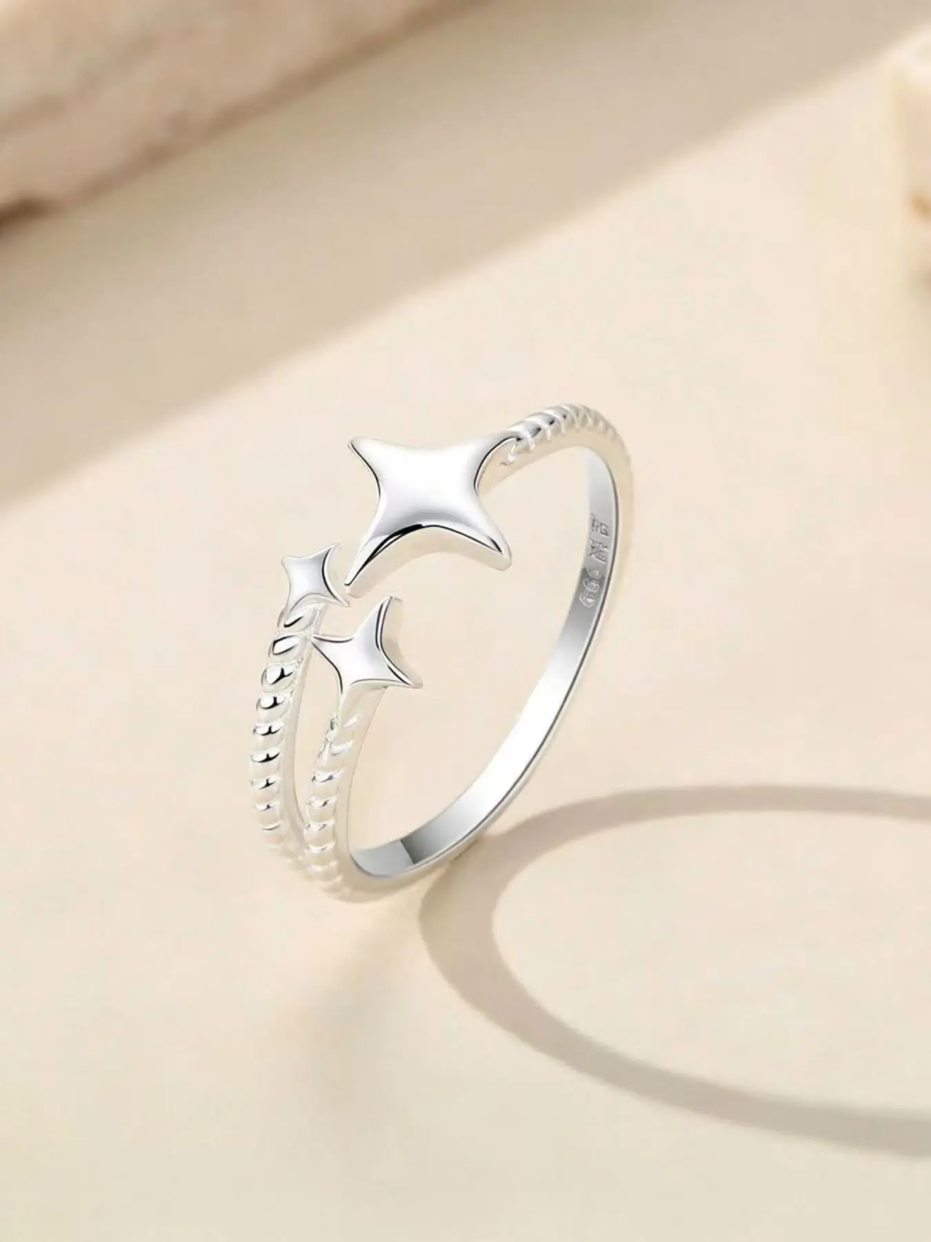 Pure Silver Ring, Meteorite Design, Women's High-End Simple Elegant Band, Unique Cold Minimalist Index Finger Ring