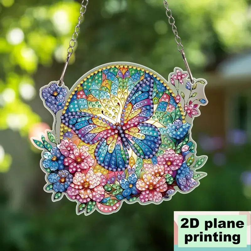 5D DIY Butterfly Floral Diamond Painting Kit, Irregular Shape Diamonds, Home Decor, Window, Wall Hanging, Craft Gift, Creative Relaxation