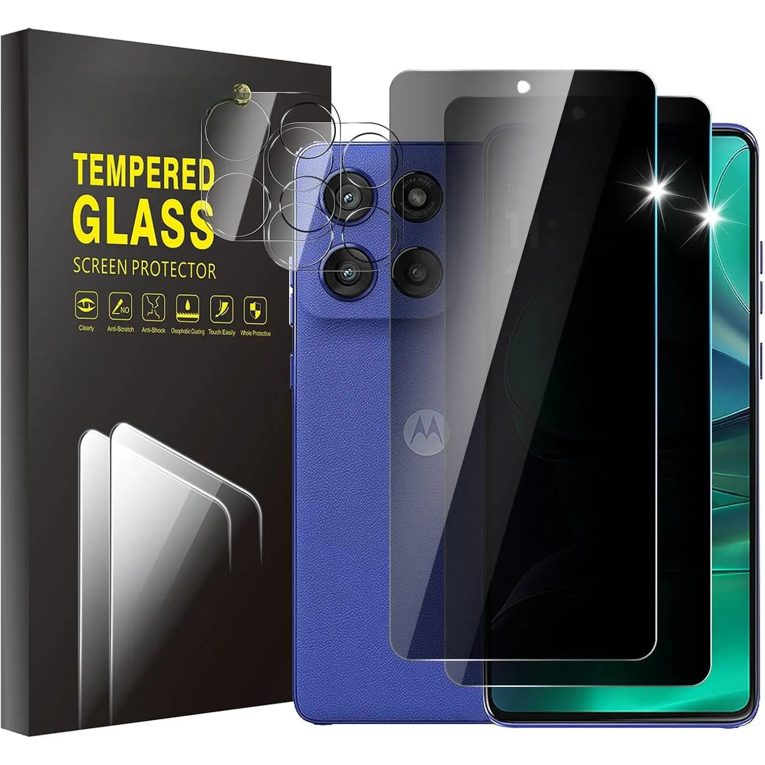 [4 Pack] 2 Pack  Screen Protector for   G Stylus 5G 2025 with 2 Pack Camera Lens Protector, 9H Hardness Anti Spy Anti Peeping, Easy Installation