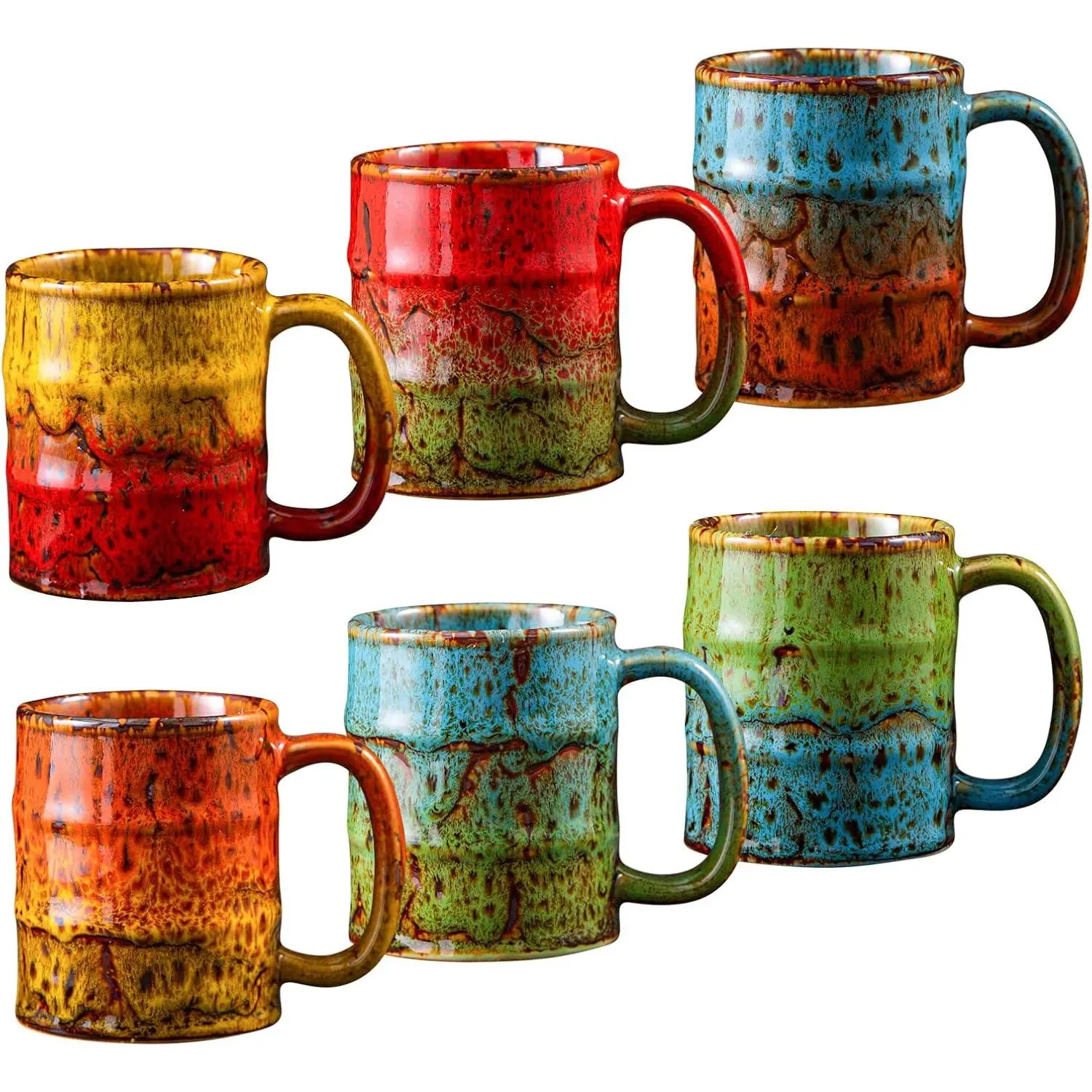 Handcrafted Ceramic Espresso Cups Set of 6, 5 oz - Kiln Glazed Small Coffee Cups for Espresso, Cortado, Mulled  & After-Dinner Drinks, Mini Demitasse Cup