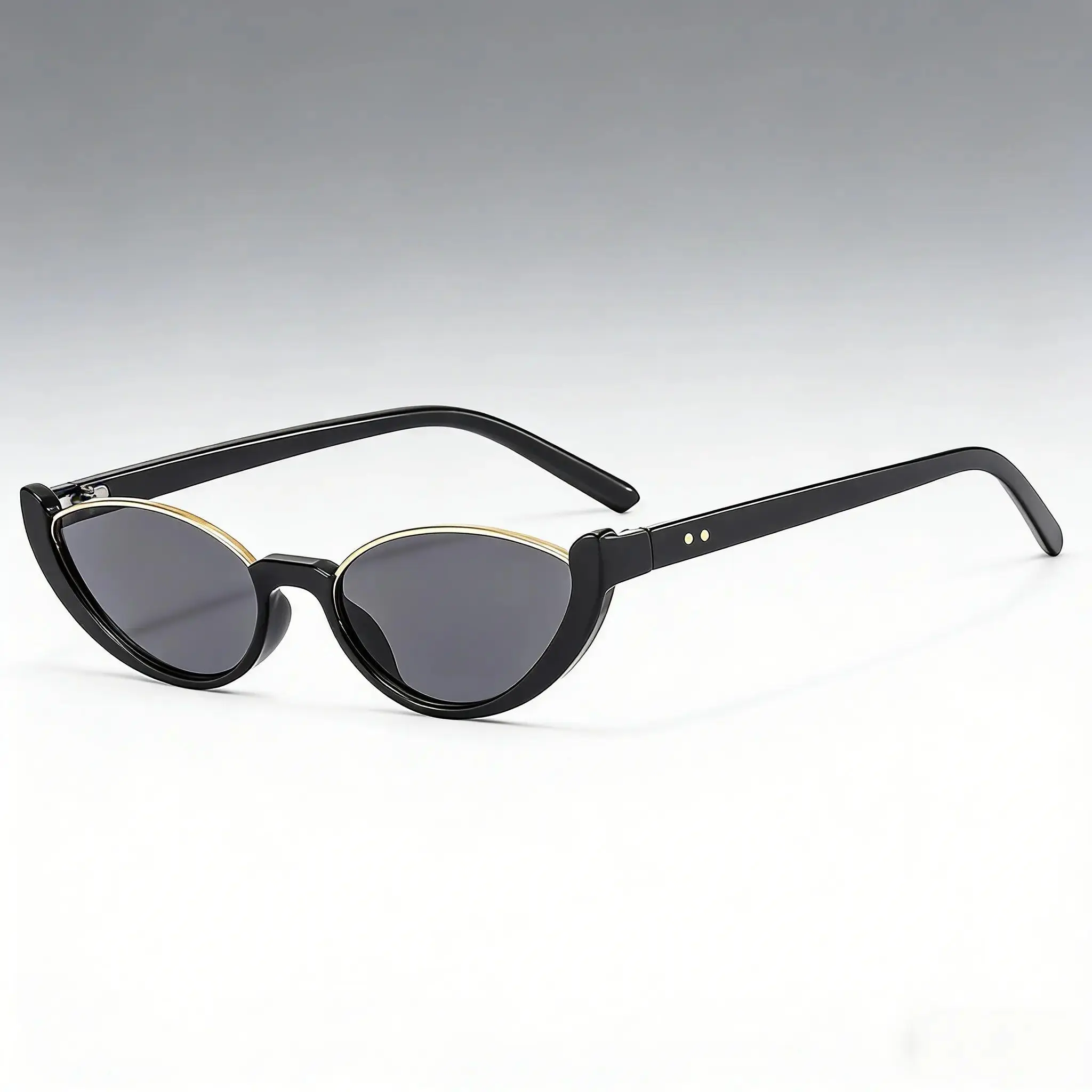 Women's Vintage Half-Frame Cat Eye Sunglasses - Trendy Resin Lens Eyewear for Streetwear & Outdoor Activities, Chic Retro Fashion Sun Glasses