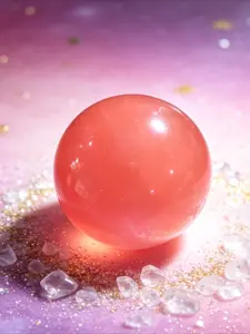 1 piece JXMYBA Artificial Crystal Watermelon Red Polished Sphere - 40mm Round, Suitable for Halloween Decorations, Micro Landscapes, Birthday Gifts, Artificial Crystal Collections, Polished Spheres for Display, Artificial Crystal Balls
