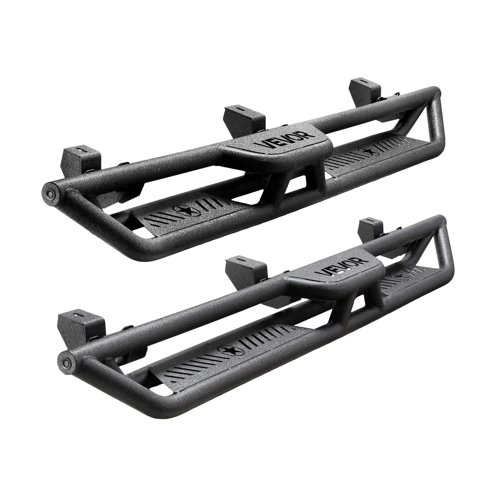 VEVOR 6-in Running Boards, Black Carbon Steel Nerf Bars for 2018-2025 Jeep Wrangler JL 4-Door, 550 lbs Load Capacity, Wide Non-Slip Hollow Surface, Rustproof Coating