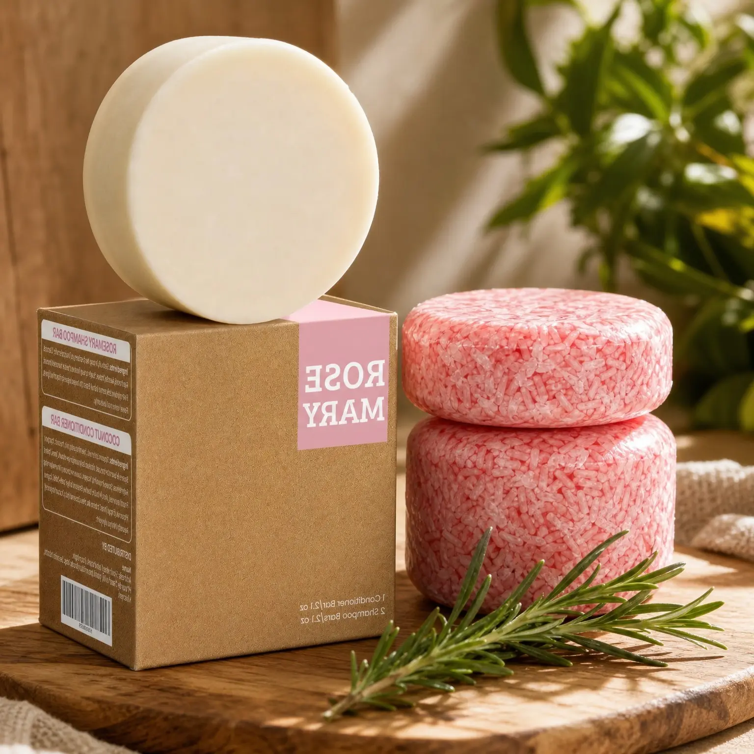 Rosemary Shampoo and Conditioner Bar Set 3 - Natural Solid Hair Growth Soap Bars for Women with Straight, Curly or Thinning Hair, Anti-Hair Loss, Regrowth, pH Balanced, Sulfate & Silicone FreeGift