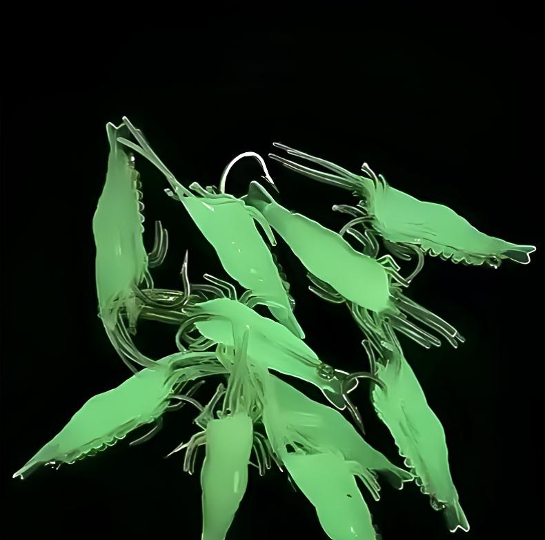 10pcs Shrimp Bait Hooks, Soft Prawn Fishing Lures Simulation Lure for Trout Bass Salmon