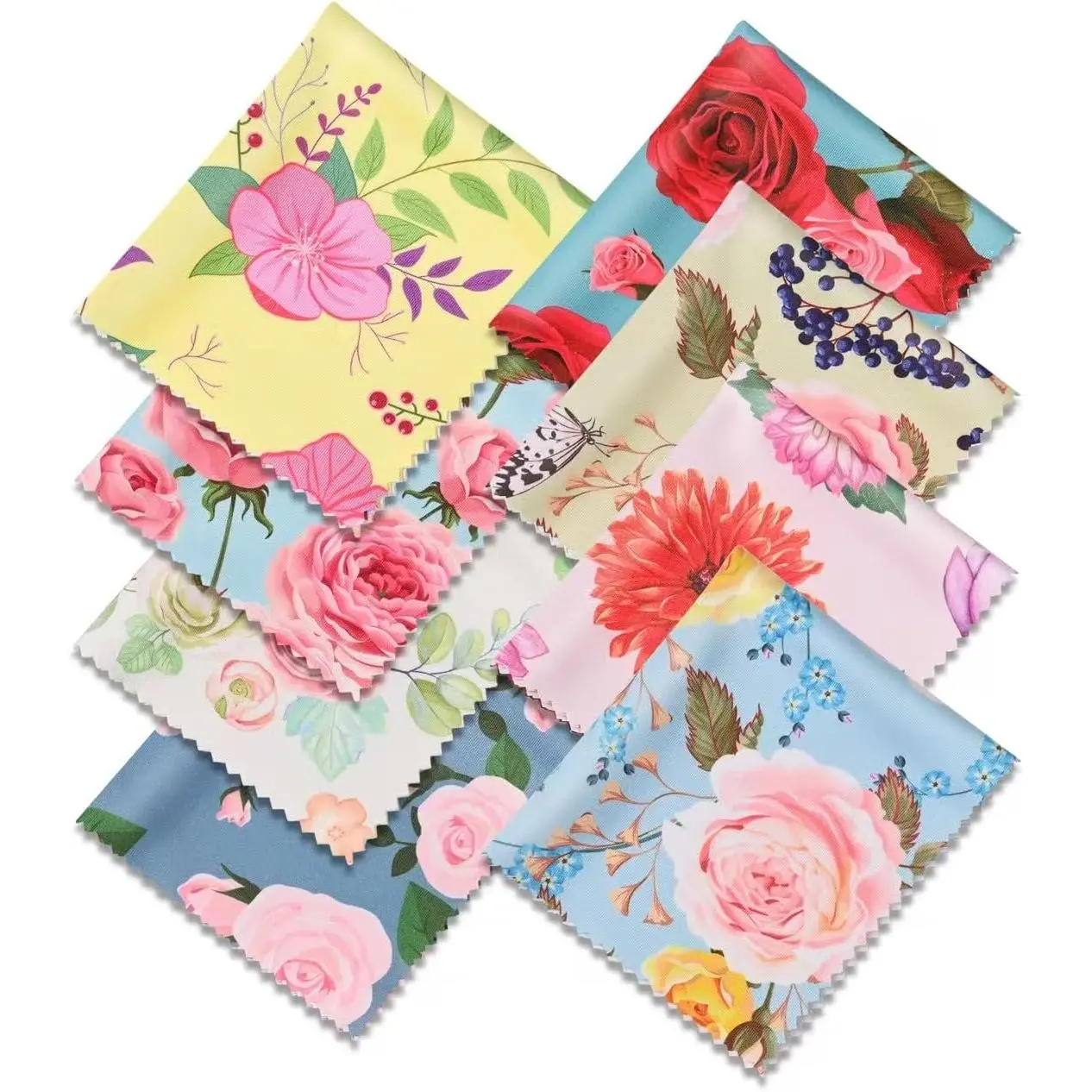 8-Pack Floral Print Microfiber Cleaning Cloths (7"x6"), Multi-Use for Eyeglasses, Camera Lenses, Smartphones, Mobile Devices, Tablets, Laptops & LCD TV Screens