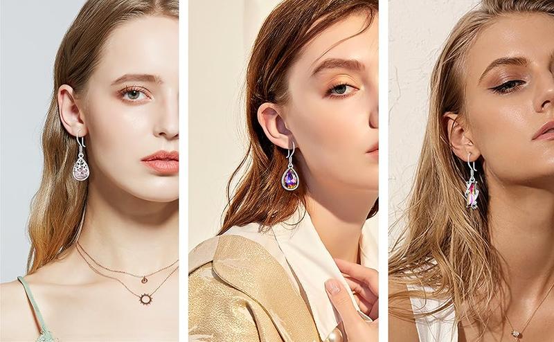 12 Pairs Bohemian Silvery Drop Earrings Set for Women Girls Geometric Cubic Zirconia Teardrop Drop Dangle Earrings Vintage Trend Party Jewelry Christmas Gifts