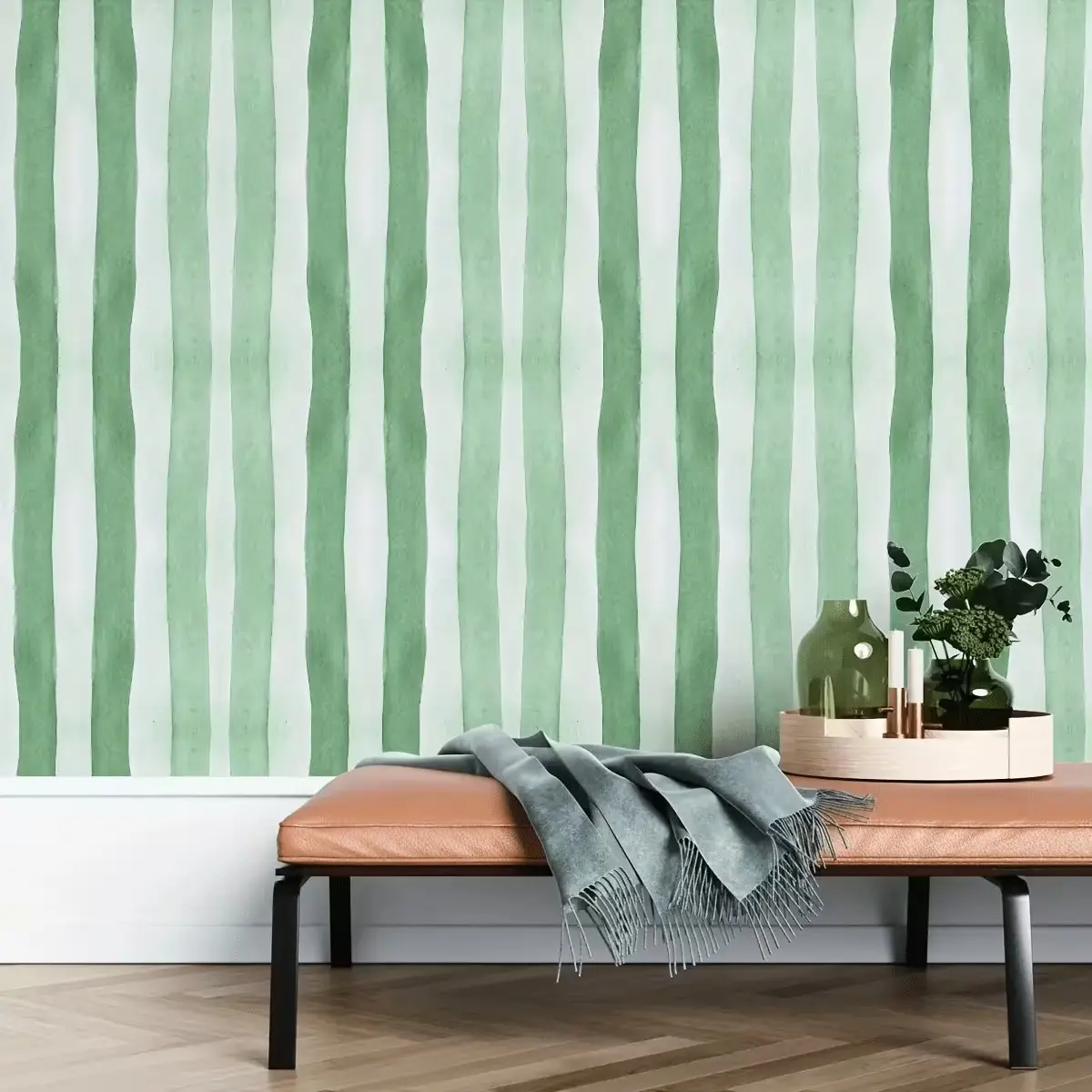 Watercolor Pastel Stripe Wallpaper, Peel and Stick, Removable, Washable, Durable, Living Room, Bedroom, Apartment Decor