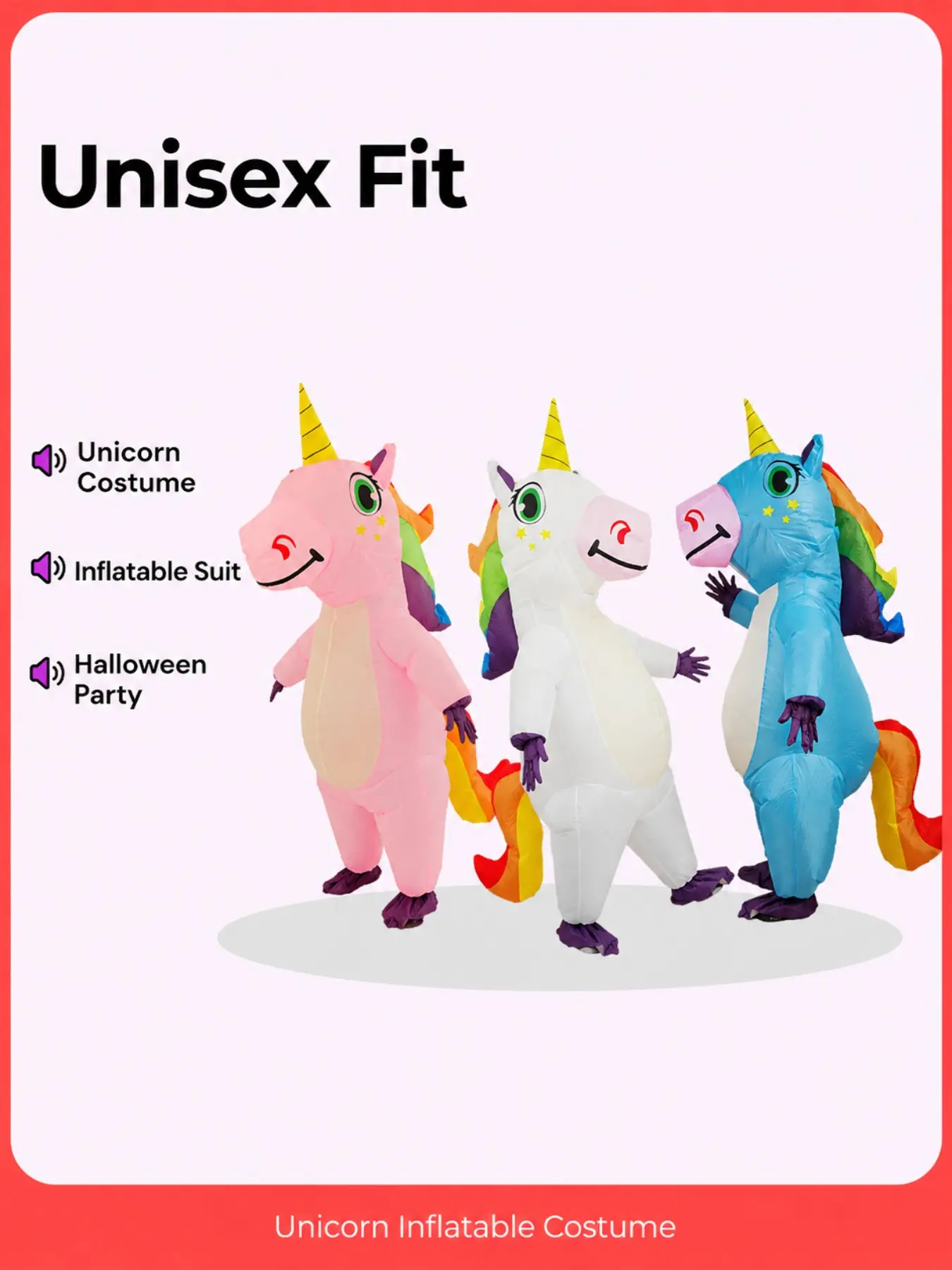 Unicorn Inflatable Costume for Adults, Cosplay Costume, Perfect for Halloween Party, Fun and Unique Unicorn-Themed Clothing for Men and Women