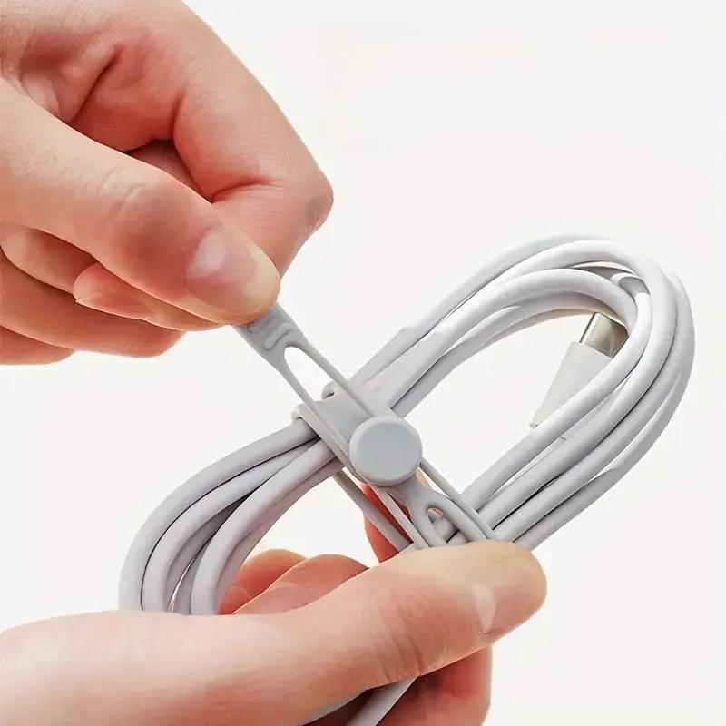 10pcs Reusable Silicone Cable Tie, Multipurpose Cable Organizer For Cords, Wires And Cables, Desk Organizer For Home And Office, Multifunctional Cable Tie