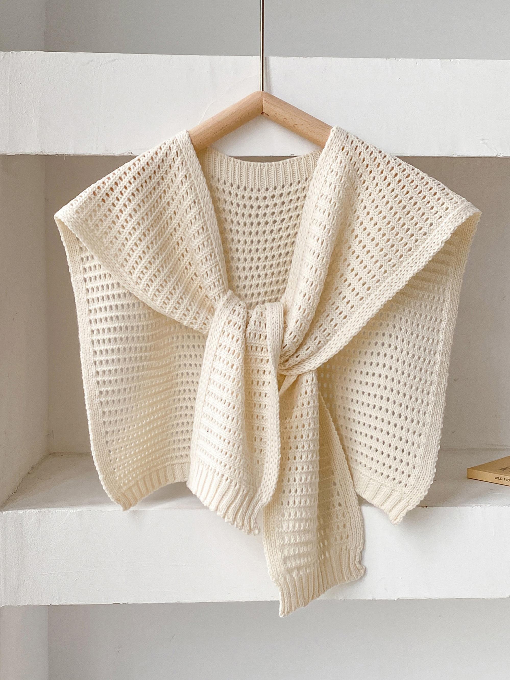 Solid Color Knit Shawl, Casual Lightweight Scarf Shawl for Women, Versatile Fashion Elegant Shawl for Daily Wear, Trendy All-match & Exquisite Scarf for Birthday Gift, Knitted Shawl
