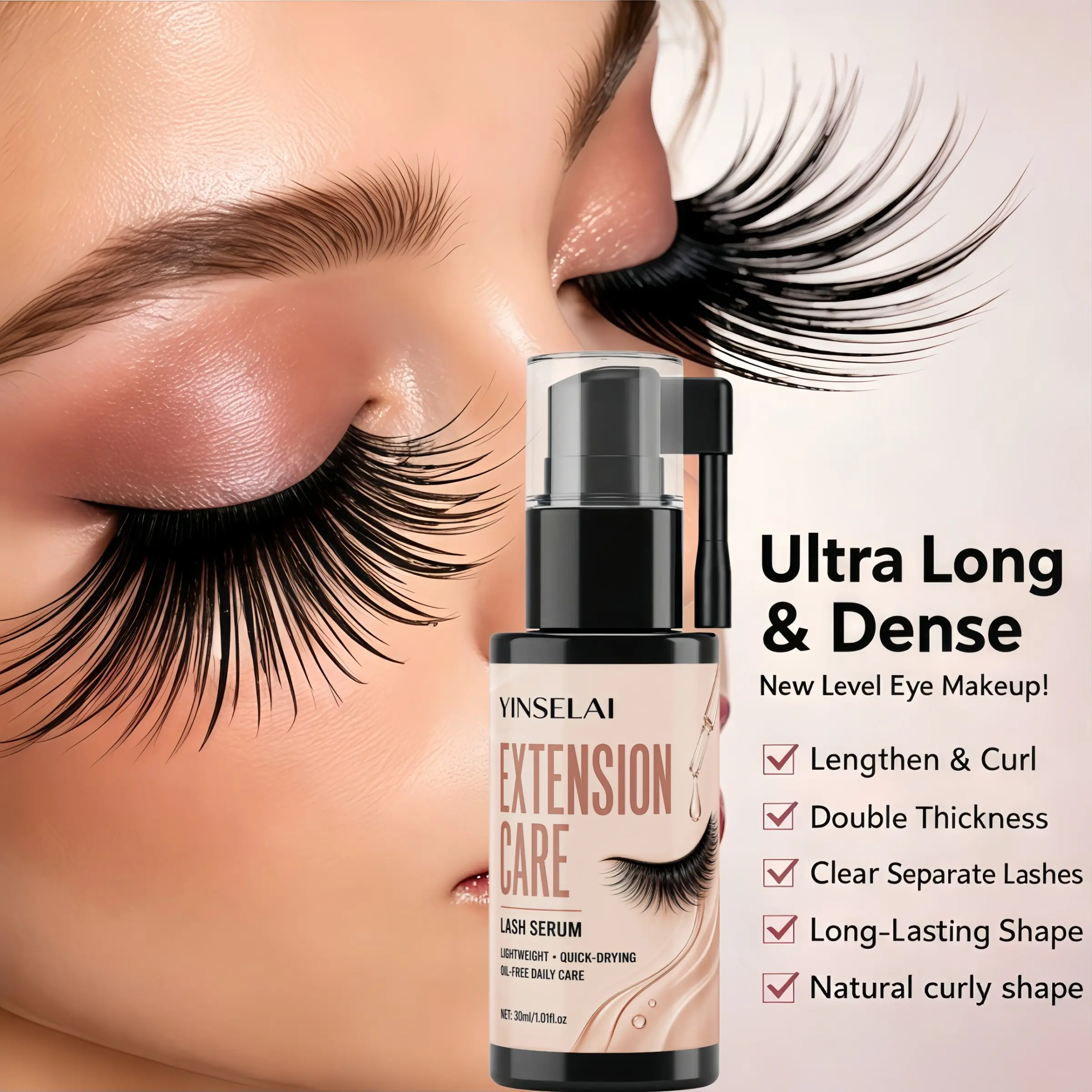 Oil-Free Fast-Drying Eyelash Serum, Lightweight Formula, Softens Dry Fine Lashes, Keeps Extensions Fresh, Daily Care Essential