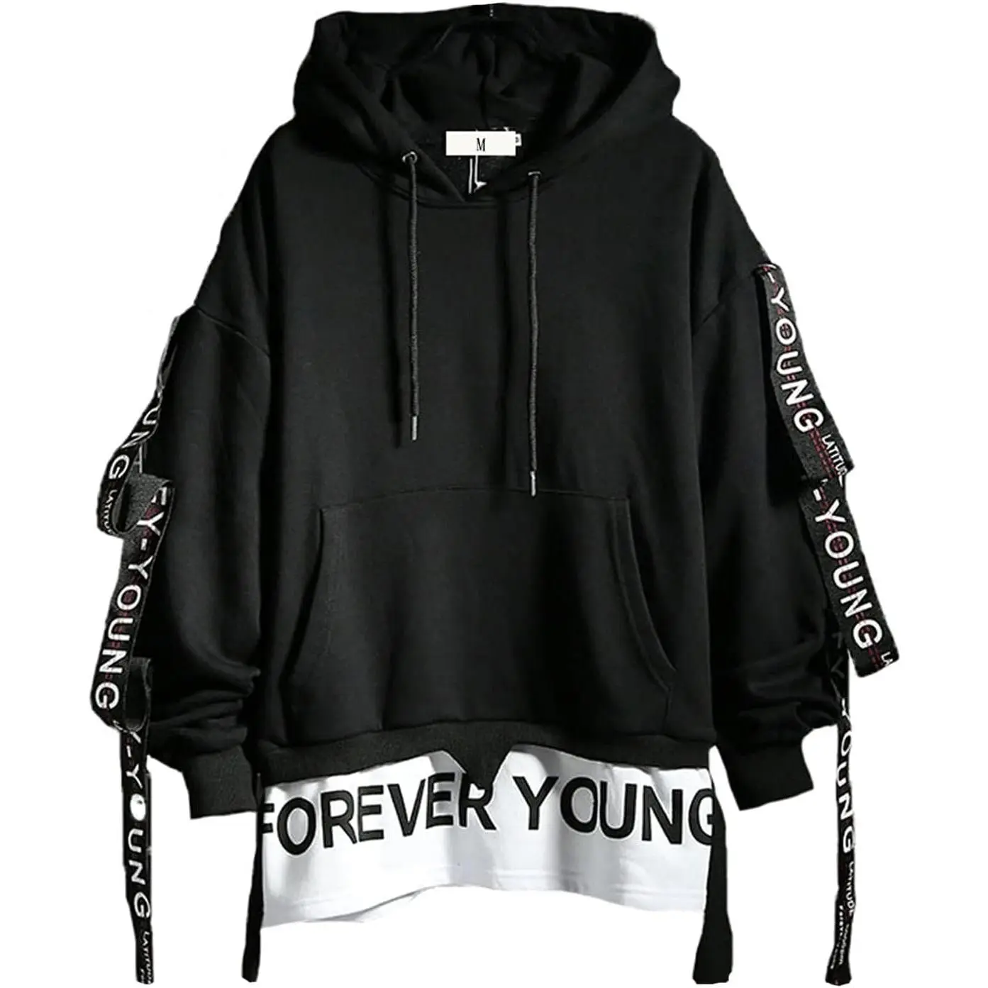 Men's Letter Print Techwear Hoodie Pullover Hip-Hop Sweatshirt(Gift)