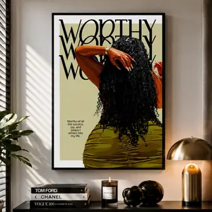 Worthy - Smard Black Wall Art Print/ Canvas for Home /Office Decor Canvas Wall Art, Inspirational Quote, Motivational Decor, Modern Home Decor, Bedroom Decor, Living Room Decor, Office Wall Art, Aesthetic Wall Decor, Faith Decor, Gift for Her Him, USA Hom