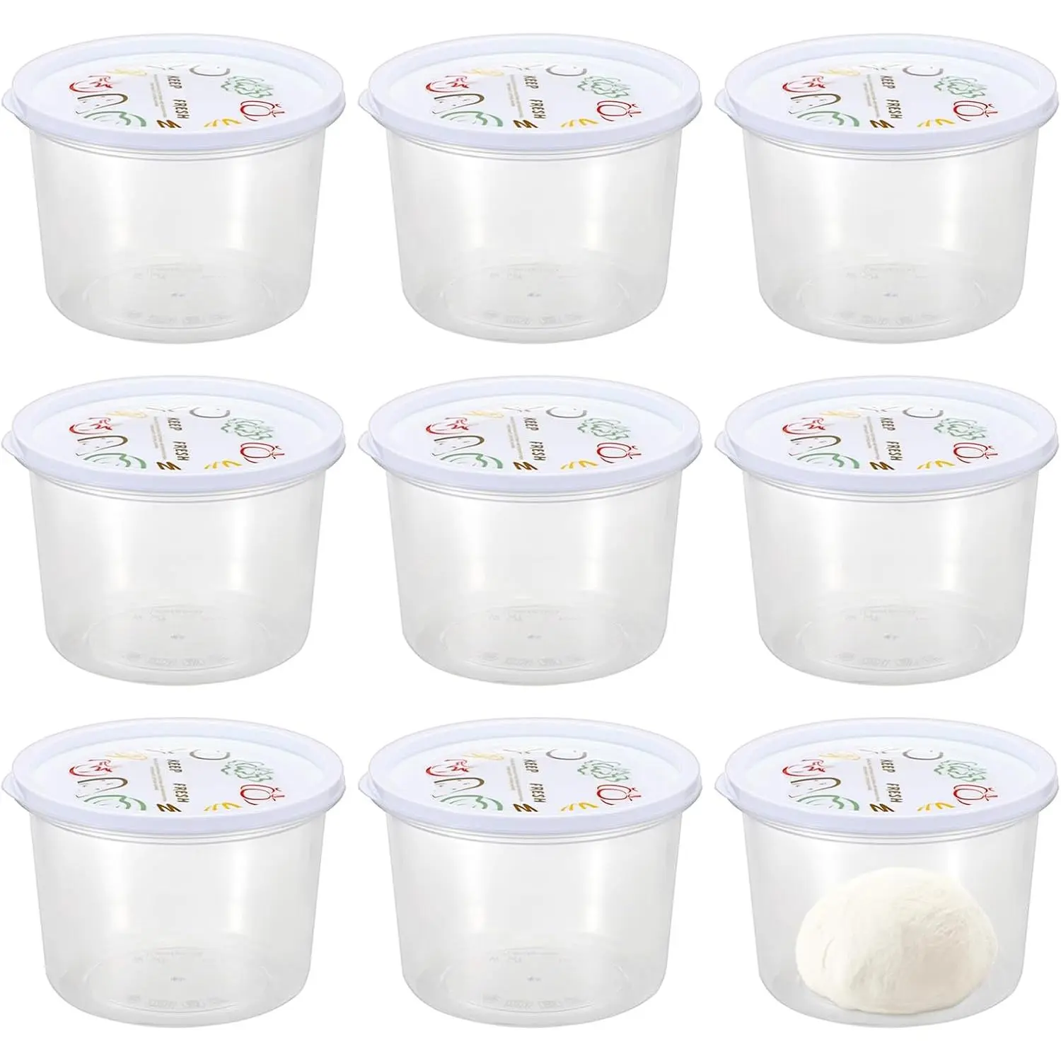Round Pizza Dough Proofing Boxes, Set of 9 Stackable  Storage Containers with Lid, 700ml Clear Plastic Tray Fits for 235 Gram Pizza Dough, For Making within 10" Pizzas