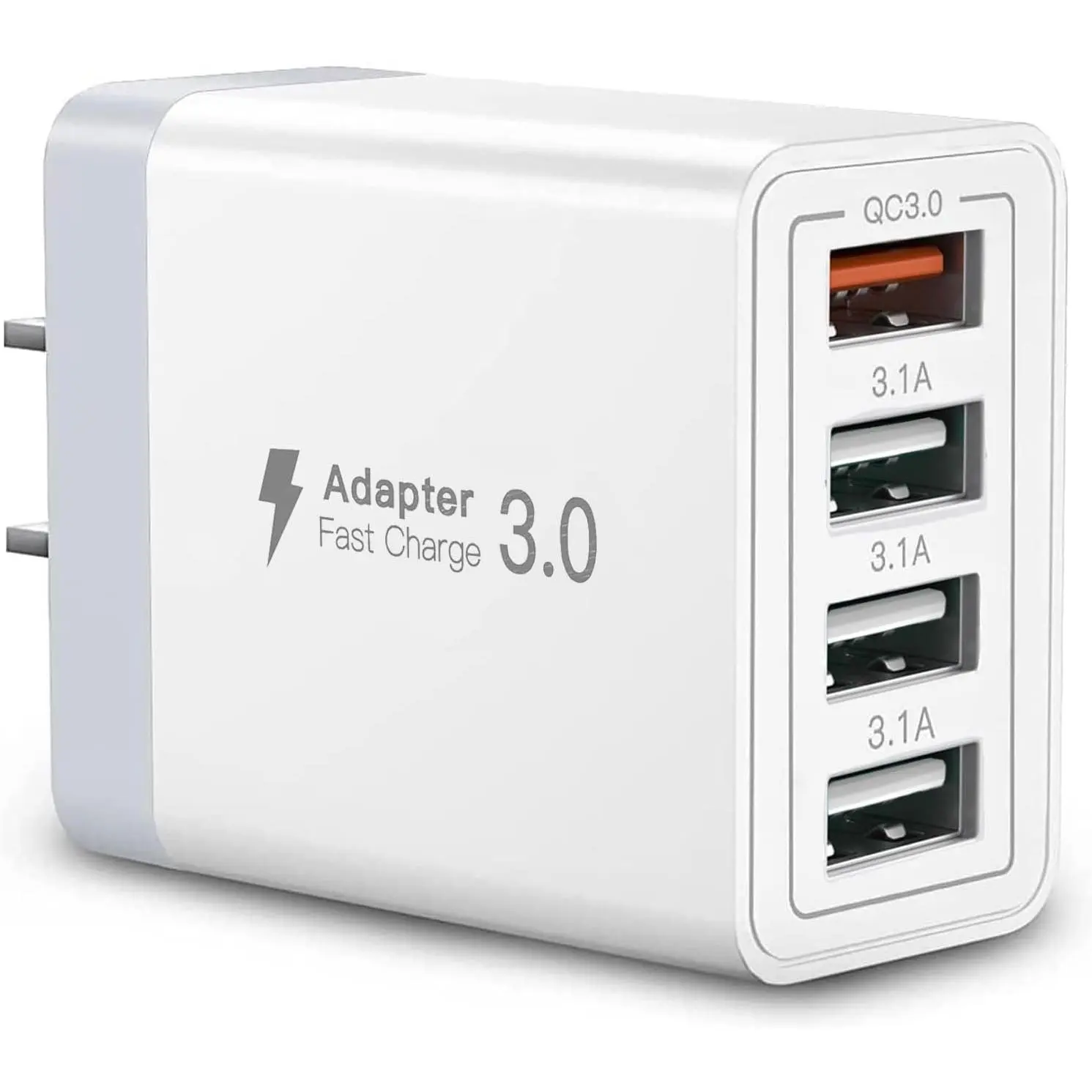 USB Charger, 4 Port USBA Wall  Block,  Charge QC 3.0 Plug Adapter Compatible with  12/13/14/15/XS/XS Max/XR/X, ,  Pixel and