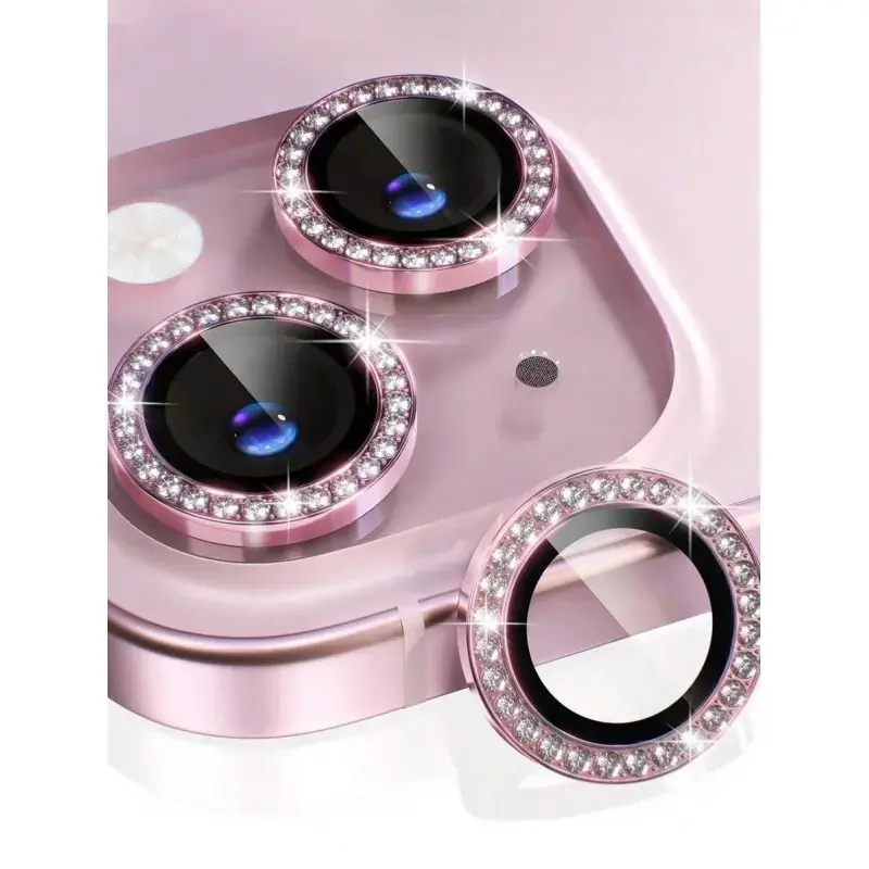 pcs Colorful Rhinestone, Stylish Cellphone Accessory, Protective Camera Lens Protector Film For Apple 17/17Air/17pro/17promax, Embedded Artificial Diamond Camera Cover Tempered Glass For Apple 14 Pro Max/14 Pro/15/15Promax/15Pro [Perfect Fit]
