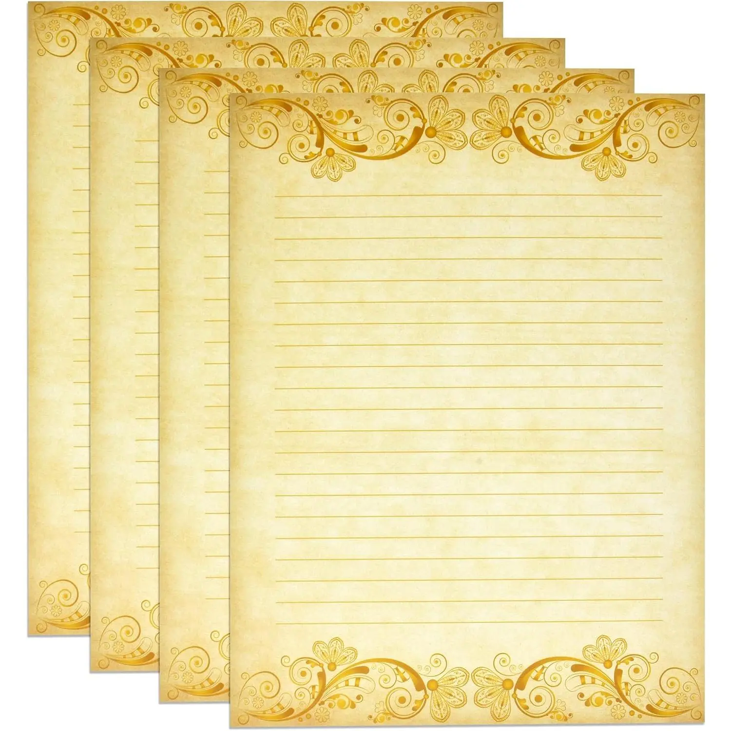 100-Pack Lined Cream Paper Sheets, 8.5"x11" Inkjet-Safe Office Stationery with Lined Sides & Retro Look, Personalizable for Poems, Letters, Wedding Invitations Printing Supplies