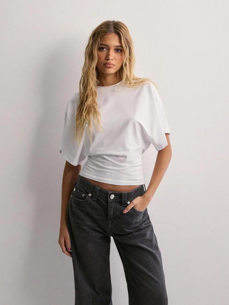 Women's Solid-Color Round Neck Tee, Casual Half-Sleeve T-shirt for Summer, Women's Top for Daily Wear