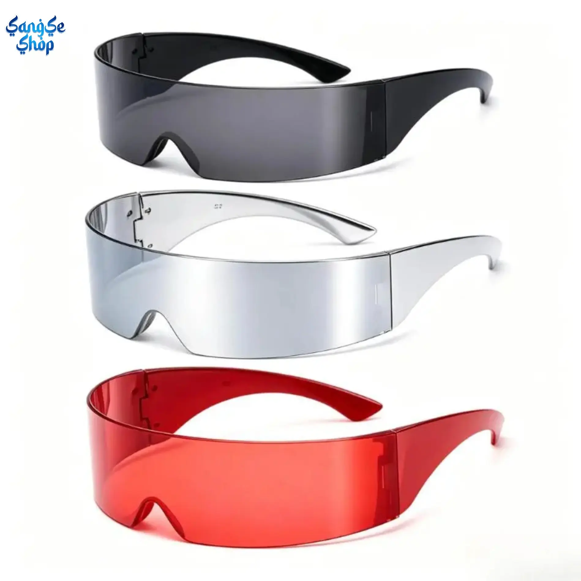 3PCS Cyberpunk Wrap-Around Sunglasses Set, Futuristic Techwear Shield Eyewear, Futuristic Wrap Shades for Men & Women, Cyber Warrior Party Props, UV Protection Fashion Glasses for Streetwear, Cosplay, Festival & Photo Shoots, Men's Accessories