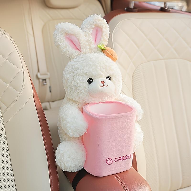1 Cute Bear and Rabbit Car Tissue Holder and Trash Can 2-in-1, Fun and Practical Multifunctional Car Storage Rack, Used for Storing Armrests, Convenient for Storing Tissues, Phones, Keys, and Other Items, Cute Animal Car Interior Accessories