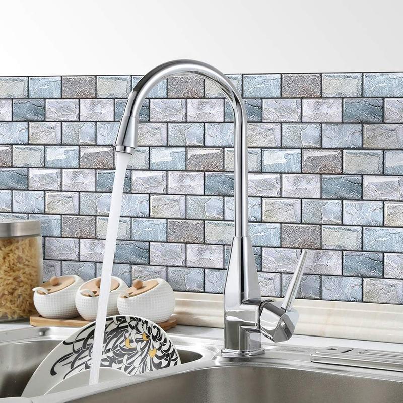 Peel and Stick Backsplash for Kitchen, Peel and Stick Tile Kitchen,  Splash Tile for Bathroom, 3D Brick Wall Tiles Subway Tiles, 10 Sheets 10" x10.6