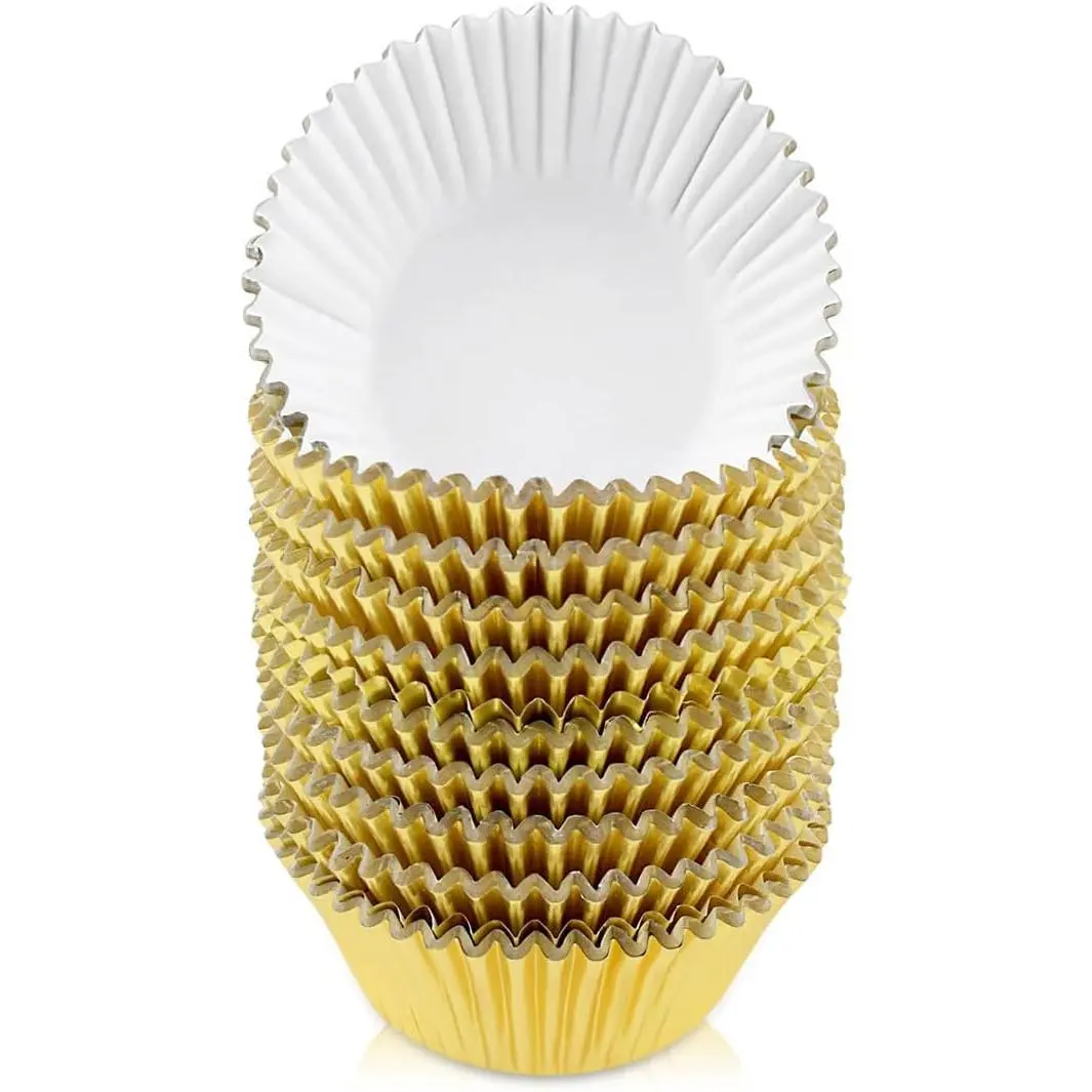 200 count Cupcake Liners  Foil Muffin Baking Cups Metallic Paper Muffin Baking Cups Standard Size Foil Cupcake Liners Muffin Wrappers for Party Muffin Paper Cases