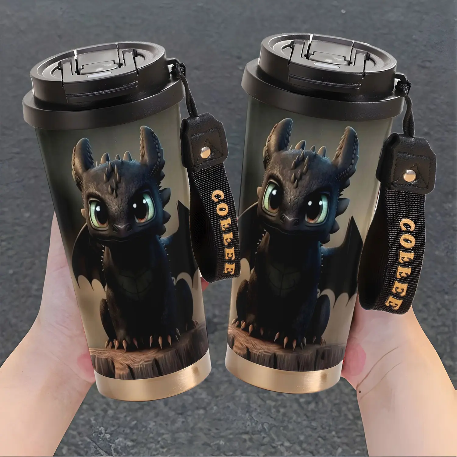 18oz Stainless Steel Insulated Cup, Ideal for Outdoor Activities and Travel, Keeps Hot and Cold, Dragon Design Theme