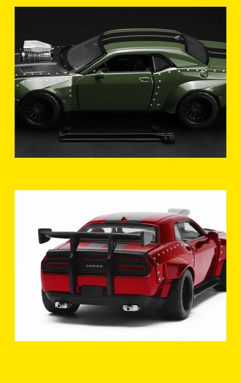1/36 Dodge Challenger SRT Hellcat Jailbreak Assembled Modified Toy Car Model Diecast Alloy Miniature Free Wheels Collection Gift