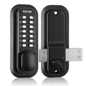 VEVOR Mechanical Keyless Entry Door Lock, 2.0 Code Upgrade, 4 - 7 Digits Code, Double - Sided Push Button Combination Keypad Door Lock with Pull Handle, Auto Locking, for Garden Gates, Indoor or Outdoor