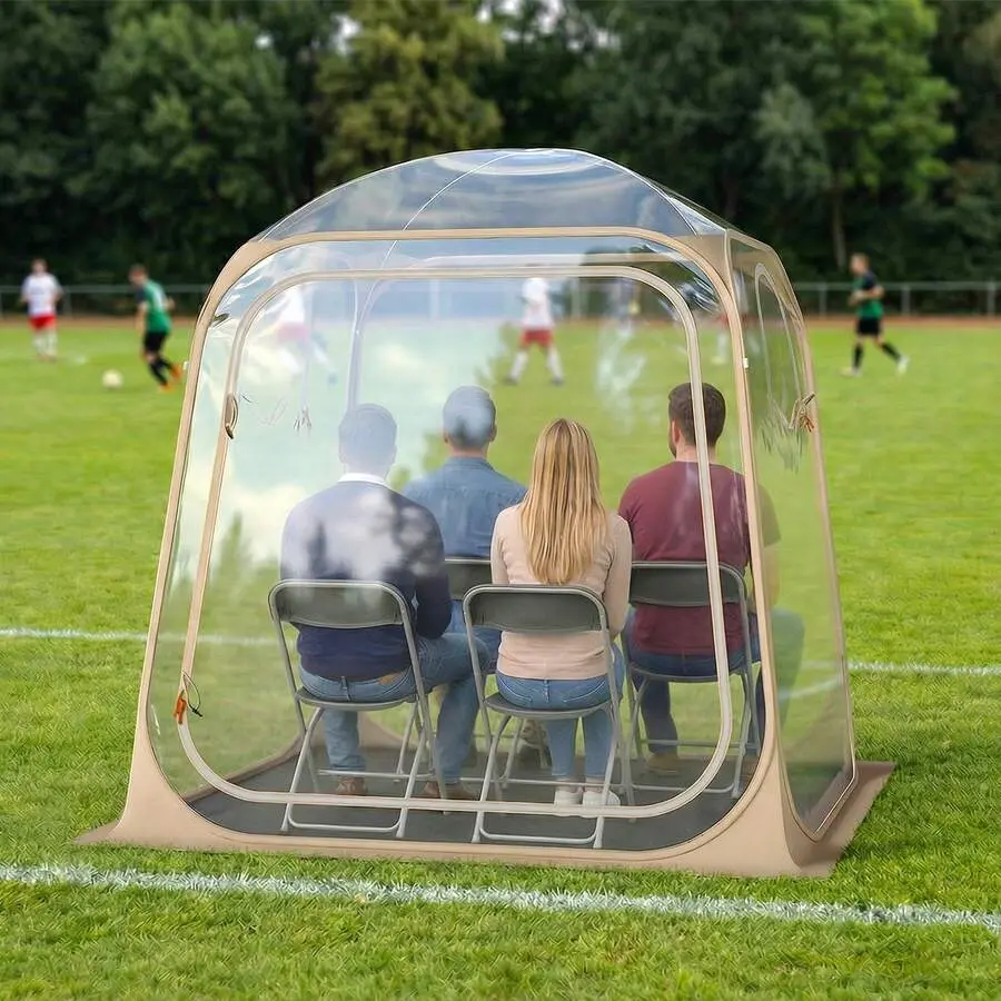 7x7ft Clear Bubble Pop-Up Tent W/Sealed Floor Bag PVC Screen For 2-4 Persons