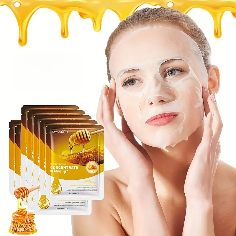 12pcs Honey Face Masks, Deeply Moisturizing, Gently Hydrating, Suitable for All Skin Types, Lightweight And Breathable Essence Masks, Ideal for Nighttime Hydration And Makeup Prep, Moisturizing Facial Mask