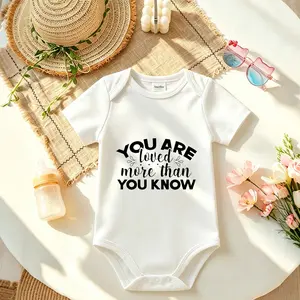Unisex Baby Cotton Short-Sleeve Onesie - Snap-Closure, Soft, 0-3m/3-6m/12-18m Newborn Essential, Holiday & Summer Baby Shower Gift (You Are Loved More Than You Know Design)