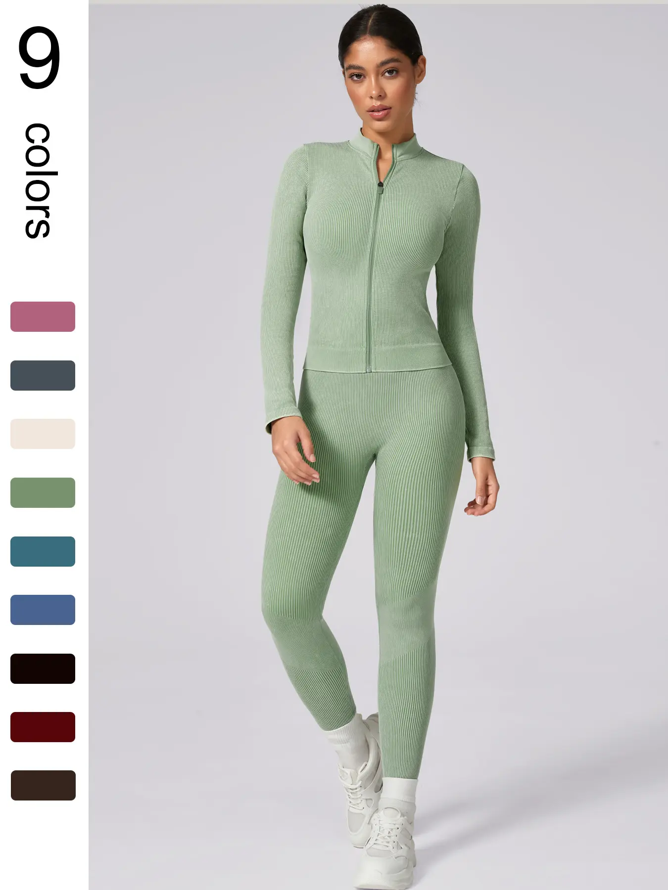 Women's Plain Tracksuit Set, Sweatsuit Set, Sports Zip Up Crop Jacket & High Waist Leggings, Ladies Spring & Fall Clothes, Gym Wear, Yoga Suit Outdoor, Sportswear Set, Athleisure Wear, Sporty Style Outfits